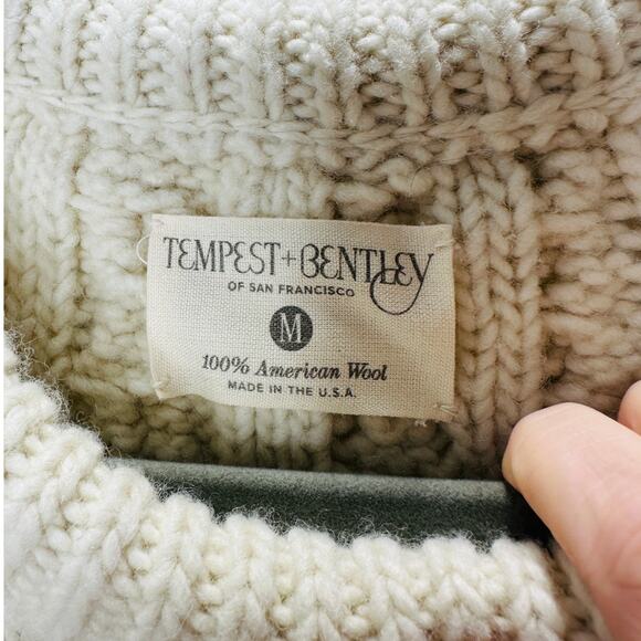 Tempest & Bentley Cream Chunky Knit 100% Wool Long Sleeve Sweater M - Picture 9 of 13